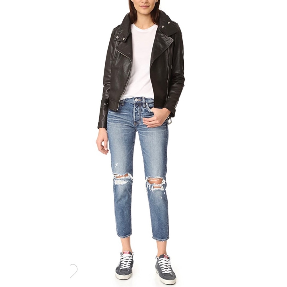 Moussy Vintage LMV Latrobe Tapered Distressed Button Fly Denim Blue Mid Jeans 28